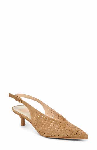 Alenna Perf Slingback Pointed Toe Kitten Heel Pump
