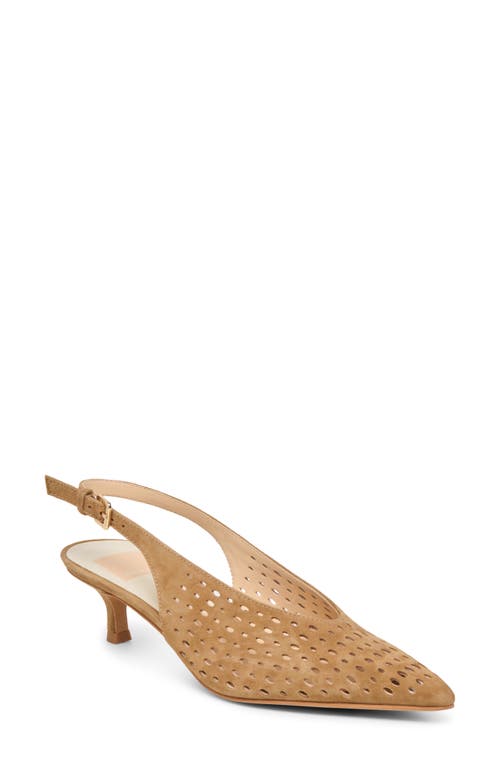 Dolce Vita Alenna Perf Slingback Pointed Toe Kitten Heel Pump In Brown