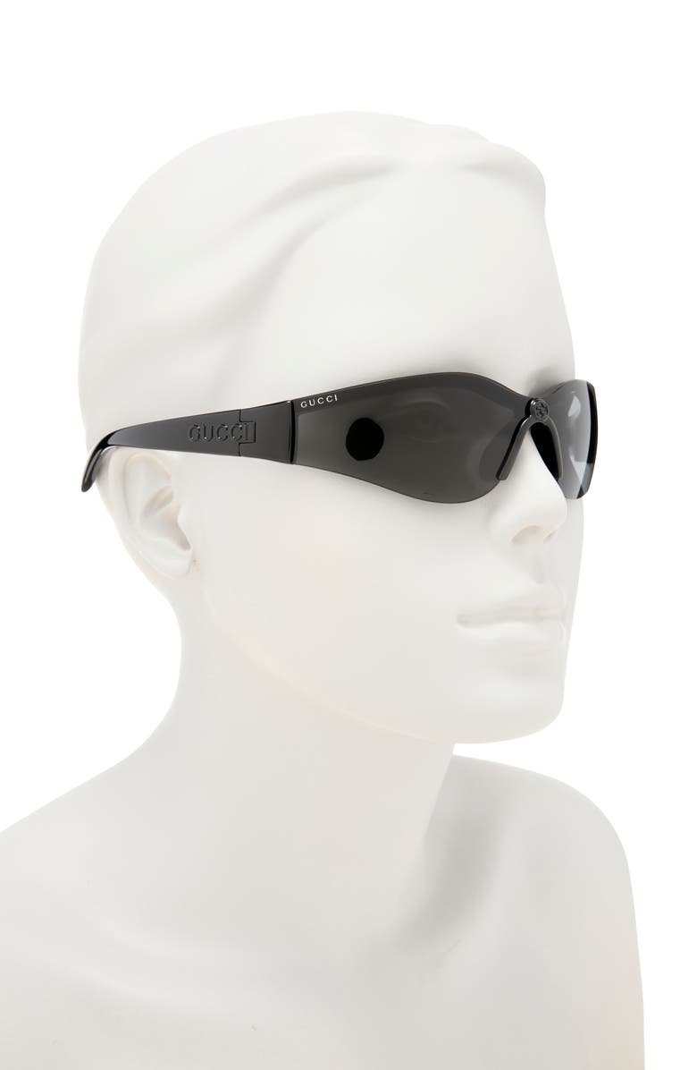 Gucci 99mm Shield Sunglasses, Alternate, color, Black Black Grey