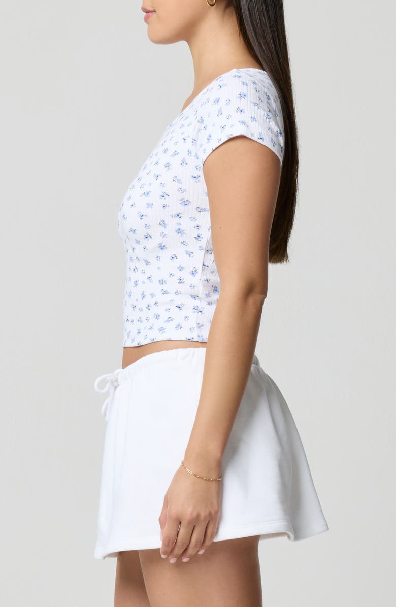 Florence by Mills Ditsy Floral Stretch Cotton Crop Baby T-Shirt, Alternate, color, Petit Jardin White/ Blue