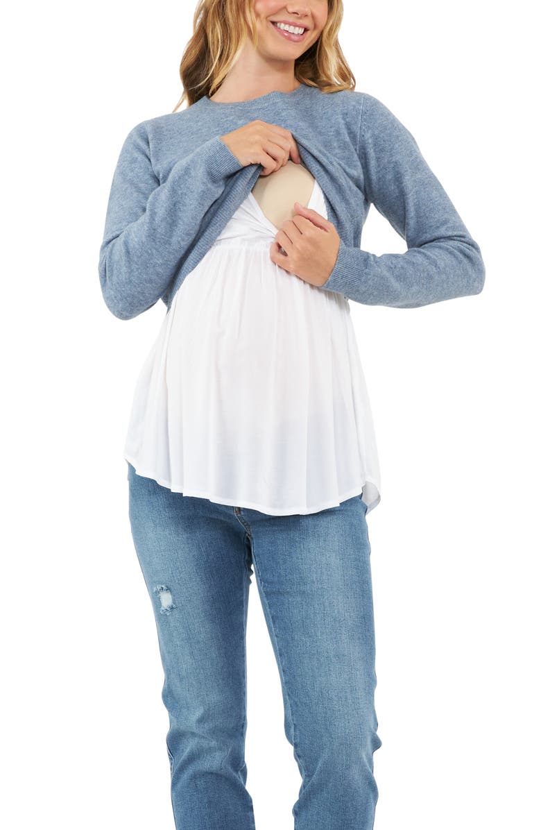 Ripe Maternity Sandy Detachable Nursing Knit, Alternate, color, Denim Marle