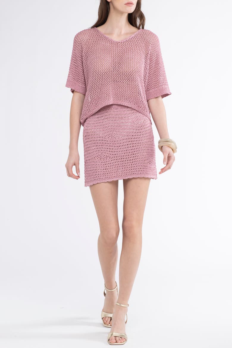 Leo Crochet Cover-Up Loose Top, Main, color, Pink