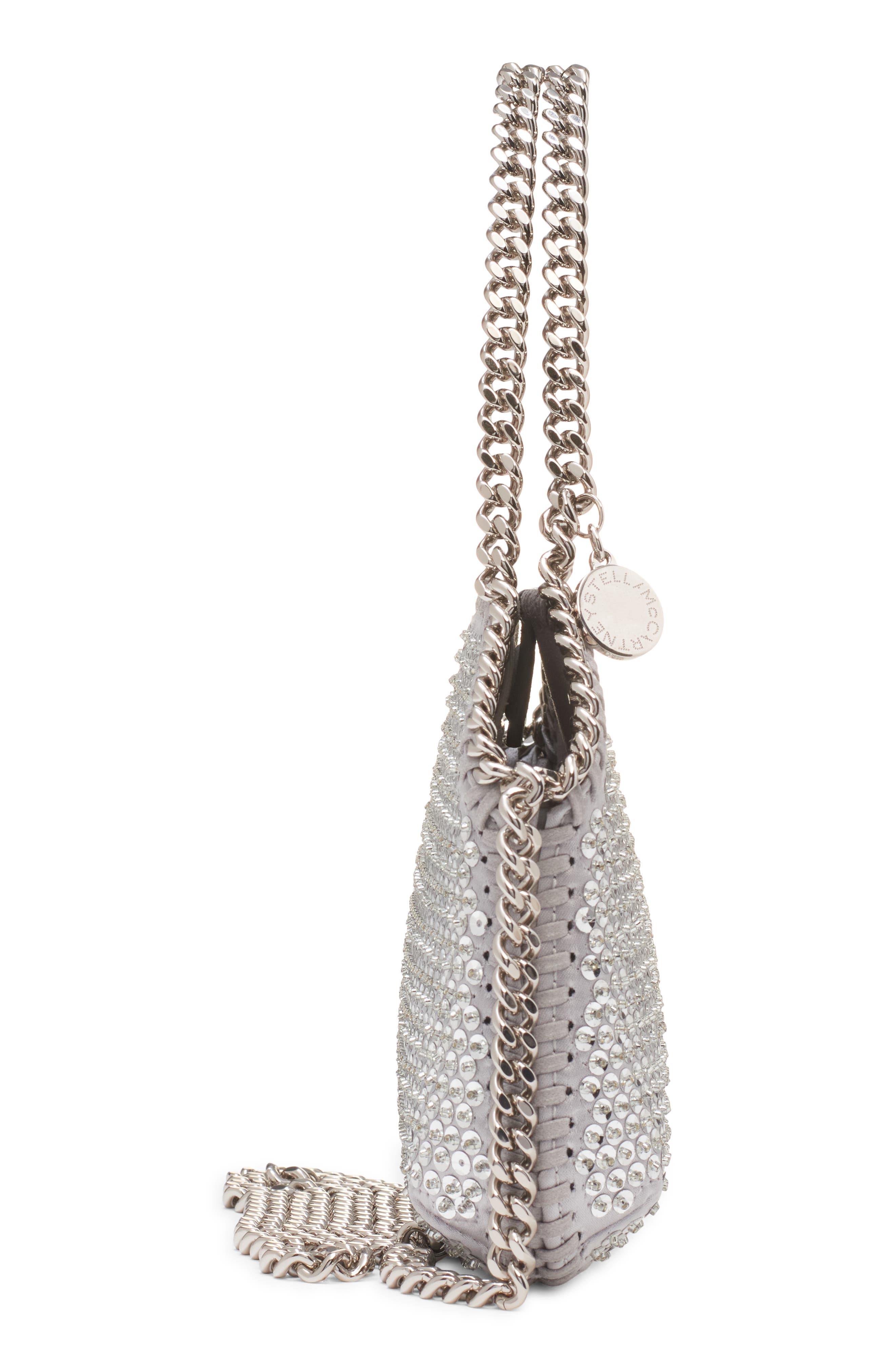 Mini Falabella Crystal Embellished Tote, Alternate, color, SILVER