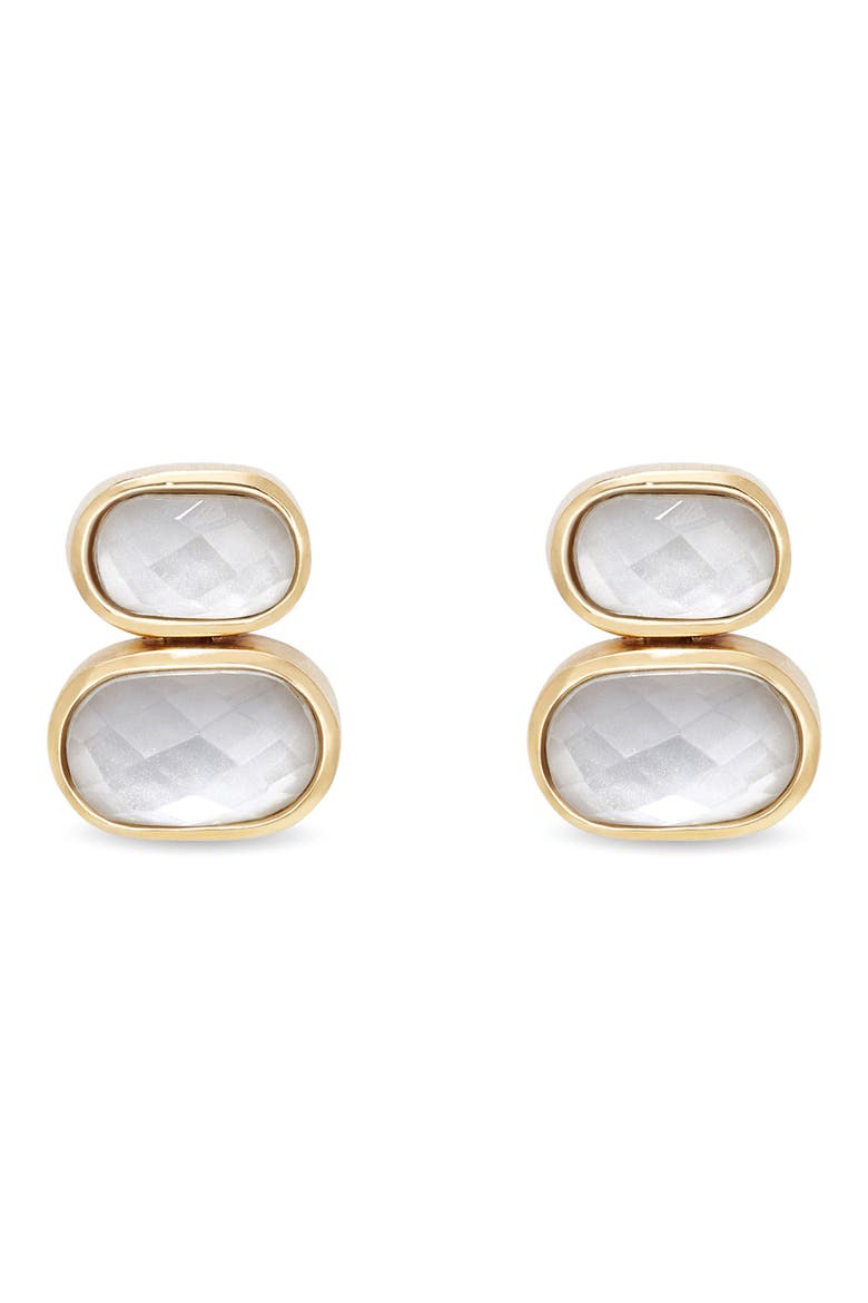 Mercer Double Quartz Drop Earrings, Alternate, color, IRIDESCENT PEARL/ GOLD