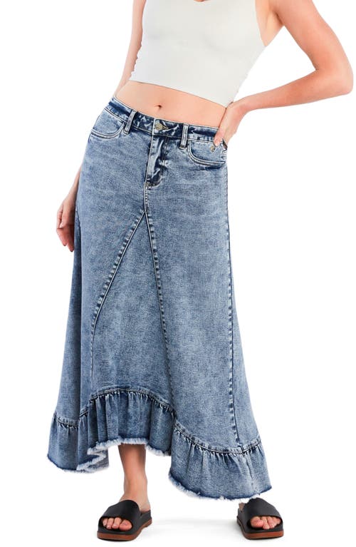 WASH LAB DENIM WASH LAB DENIM PIECED RUFFLE DENIM MAXI SKIRT
