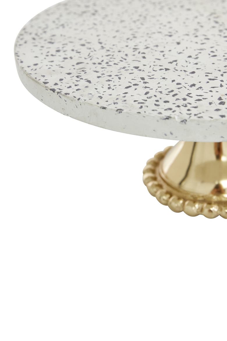 Goldtone Ceramic Speckled Cake Stand with Goldtone Base - Set of 2, Alternate, color, MULTI