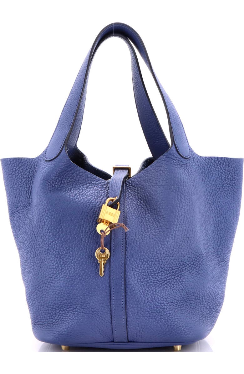 Pre-Owned Hermes Picotin Lock Bag Clemence MM, Main, color, Bleu Brighton