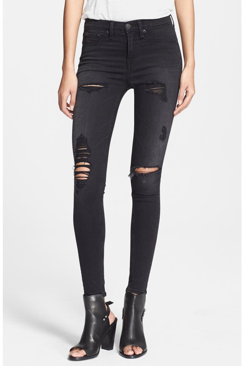 High Rise Ultra Skinny Jeans, Main, color, WASHED BLACK REBEL