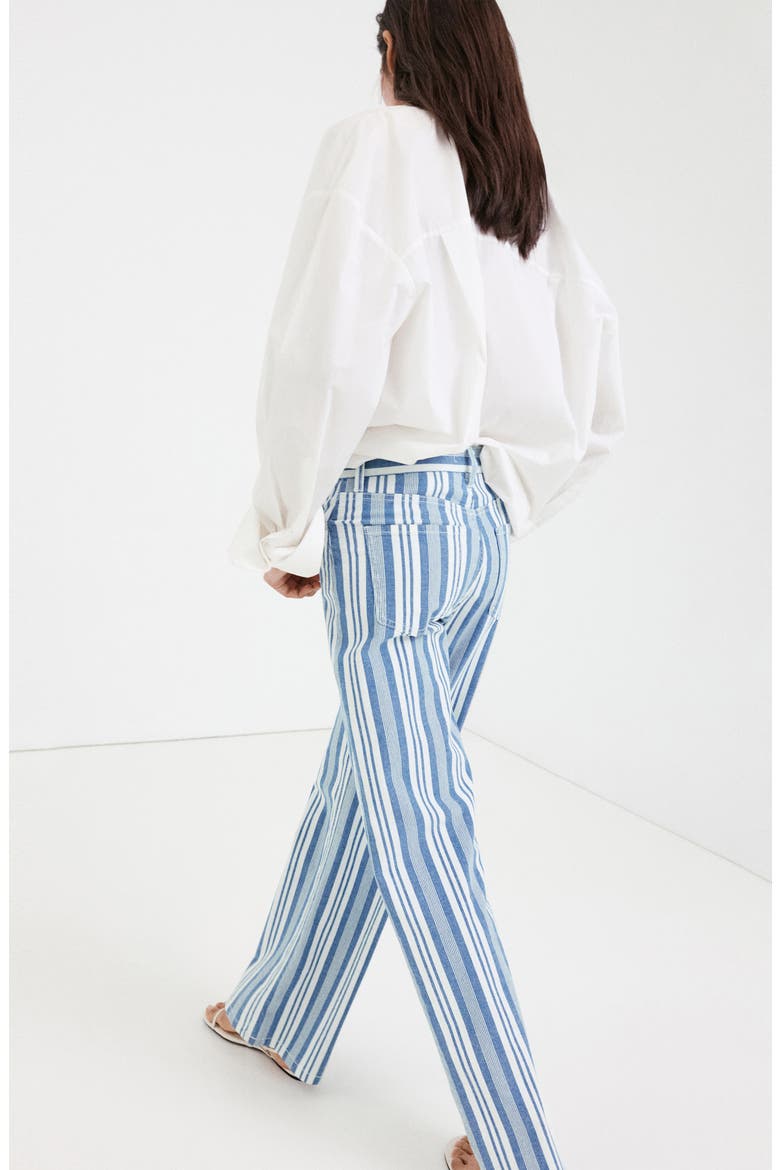 Stripe Stretch Cotton Straight Leg Pants, Alternate, color, BLUE