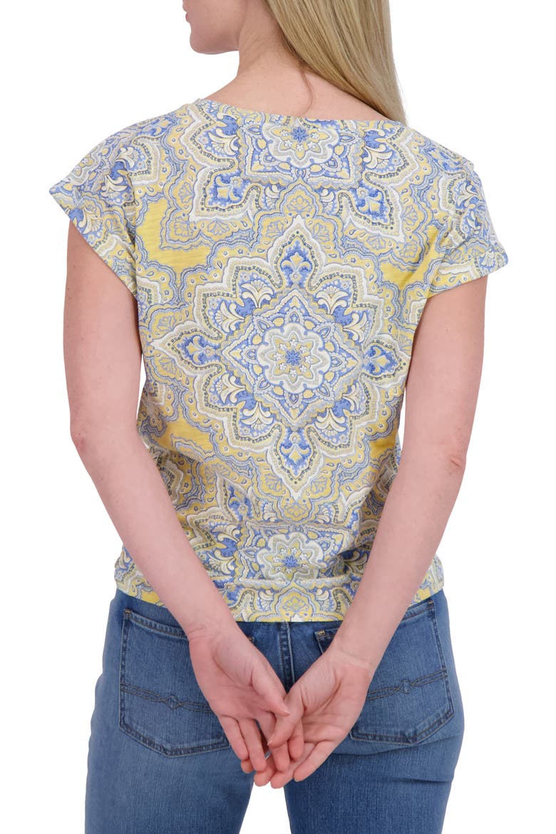Medallion Print Cotton & Modal Crewneck T-Shirt, Alternate, color, MUSTARD MULTI