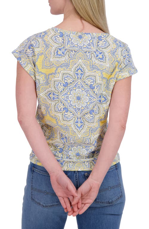 LUCKY BRAND LUCKY BRAND MEDALLION PRINT COTTON & MODAL CREWNECK T-SHIRT