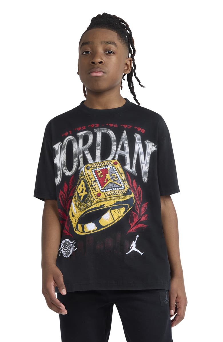 Jordan Kids' Skyline Rings Cotton Graphic T-Shirt, Alternate, color, Off Noir