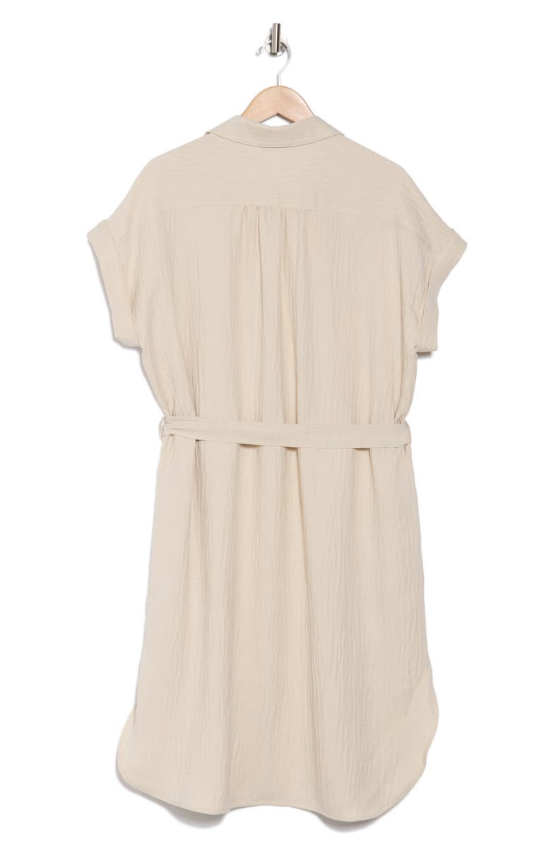 MAX STUDIO Textured Short Sleeve Midi Shirtdress, Alternate, color, Heather Oatmeal