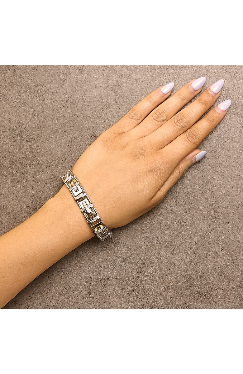 Haus of Brilliance Men's 10K Yellow Gold Plated Silver Diamond Accent Geometric Link Bracelet, Alternate, color, Silver