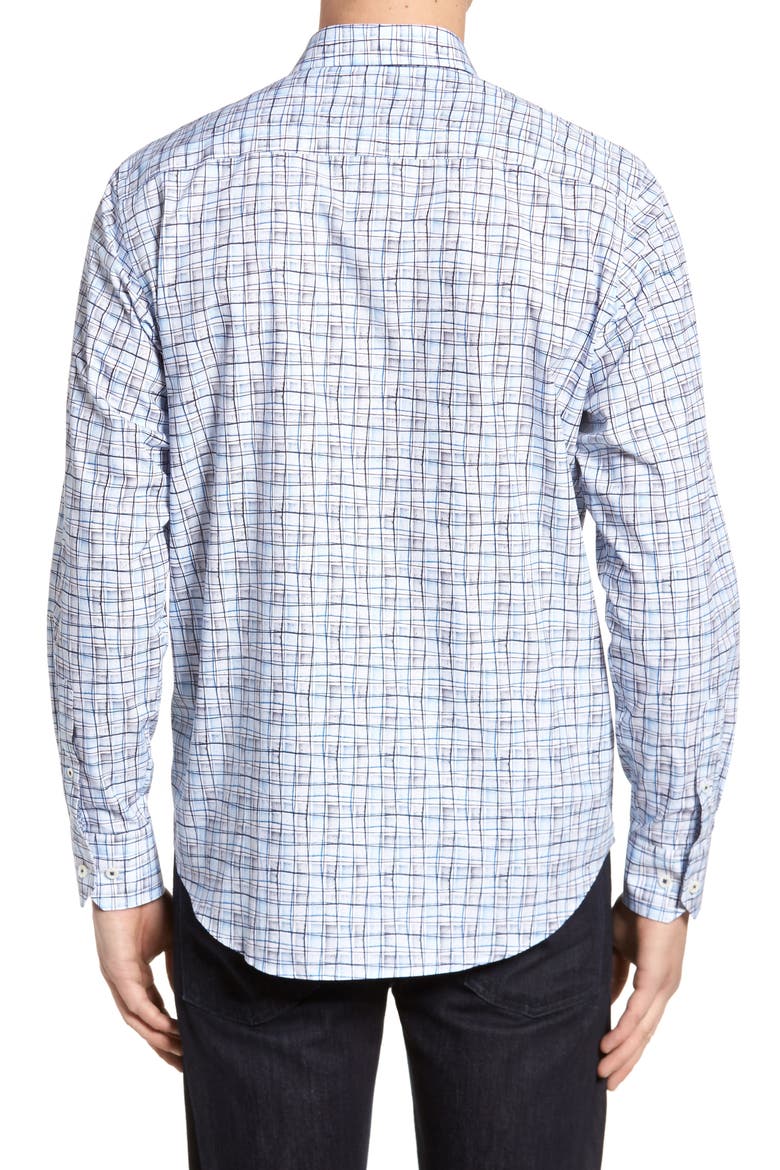 Regular Fit Grid Sport Shirt, Alternate, color, PLATINUM