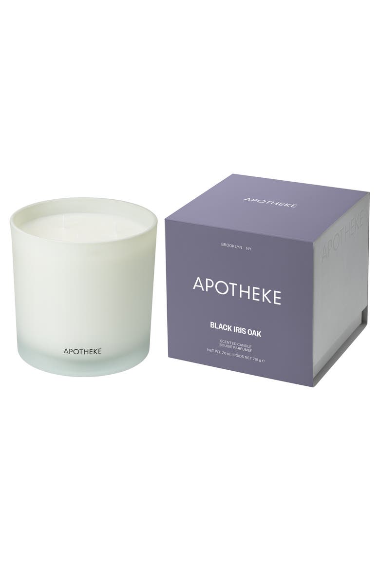 Black Iris Oak Three-Wick Scented Candle, Alternate, color, WHITE