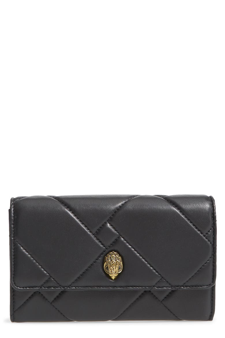 Kensington Quilted Leather Wallet on a Chain, Main, color, BLACK