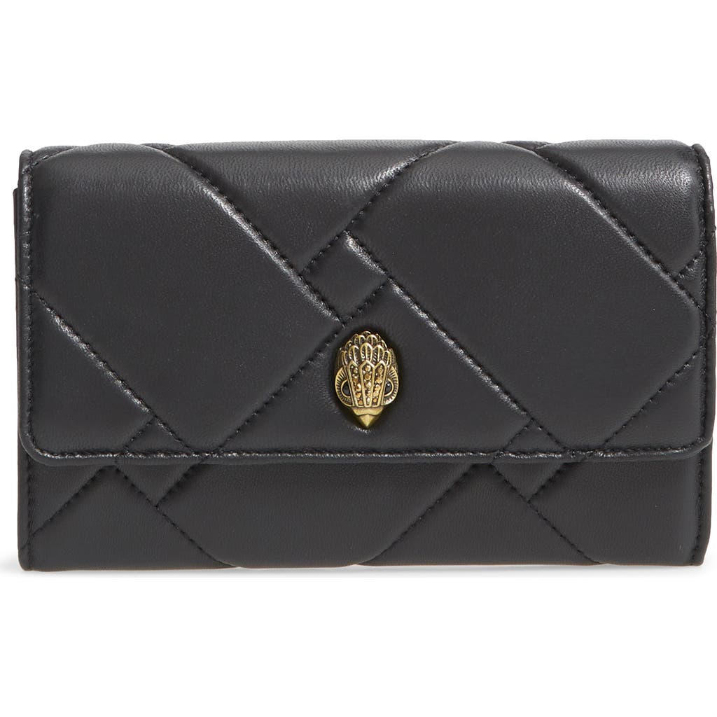 Kurt Geiger London Kensington Quilted Leather Wallet On A Chain In Black