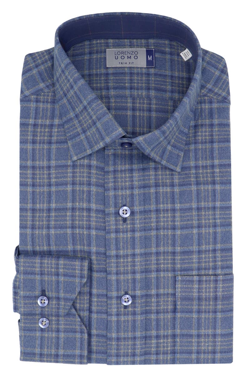 Lorenzo Uomo Trim Fit Flannel Cotton Dress Shirt, Alternate, color,