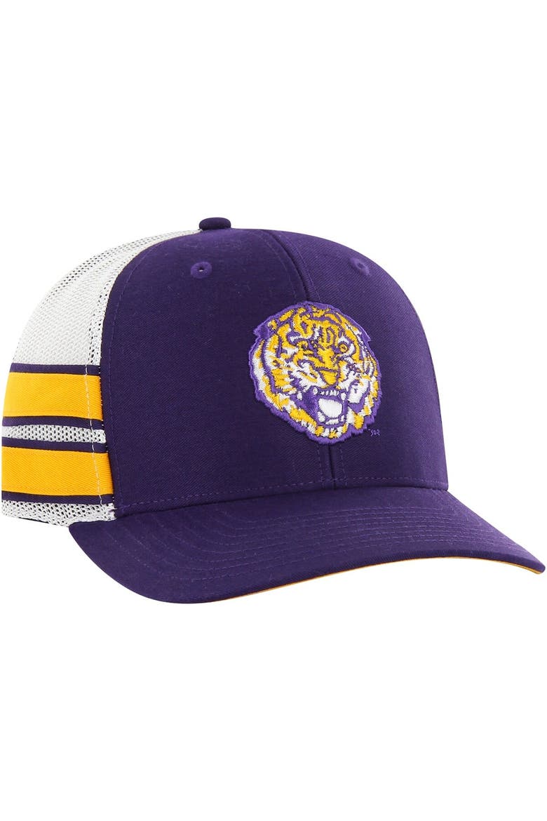 Men's '47 Purple LSU Tigers Straight Eight Adjustable Trucker Hat, Alternate, color, Purple