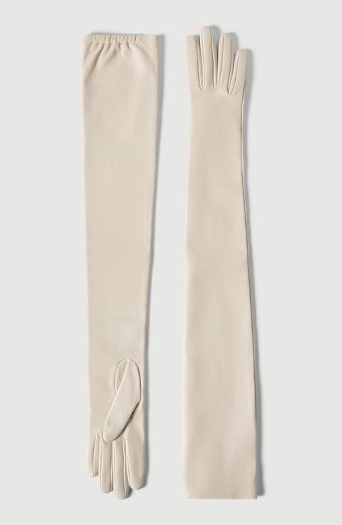 Nappa leather long gloves