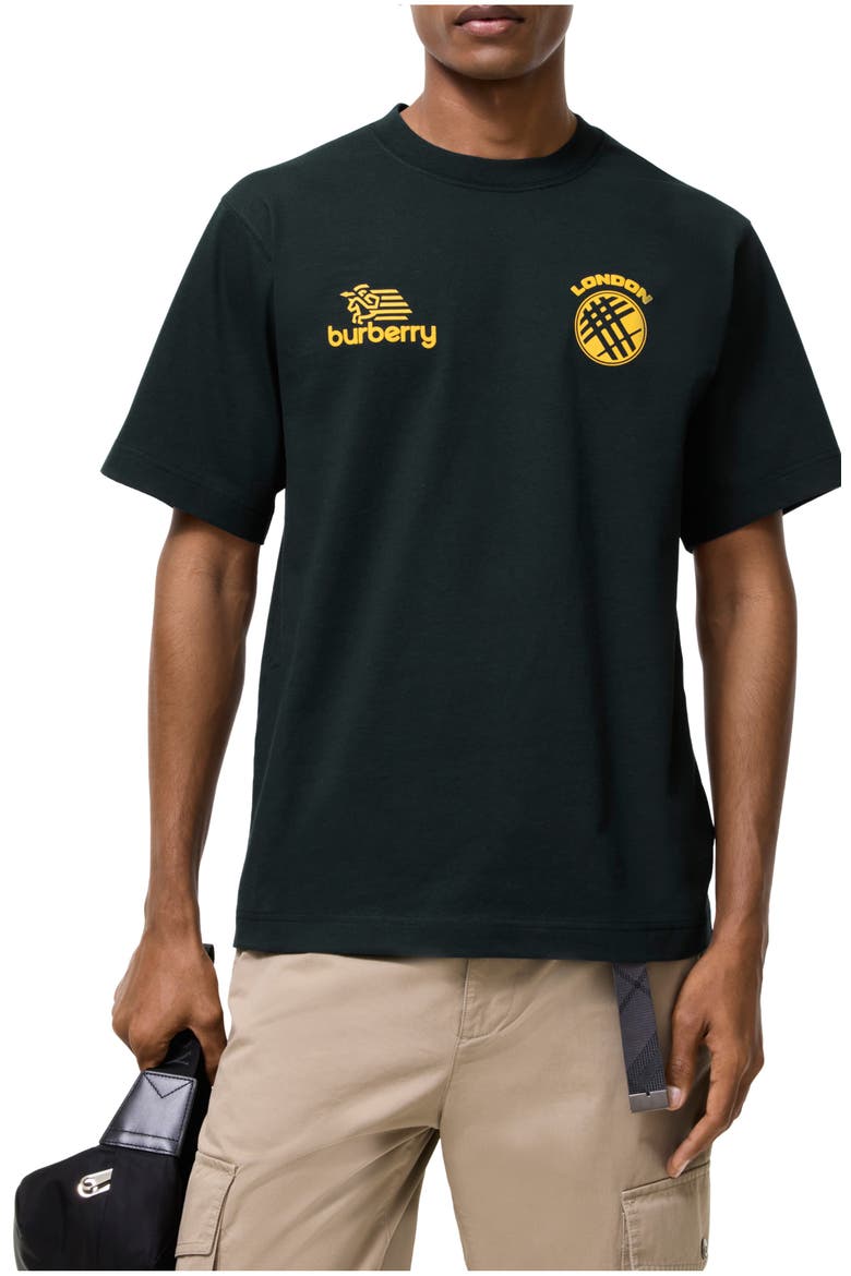 Logo Badge Cotton T-shirt, Main, color, Teal blue