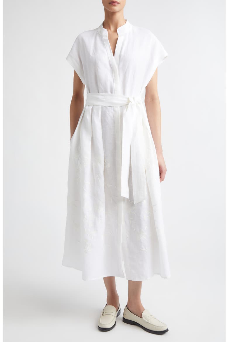 Embroidered Linen Shirtdress, Main, color, WHITE