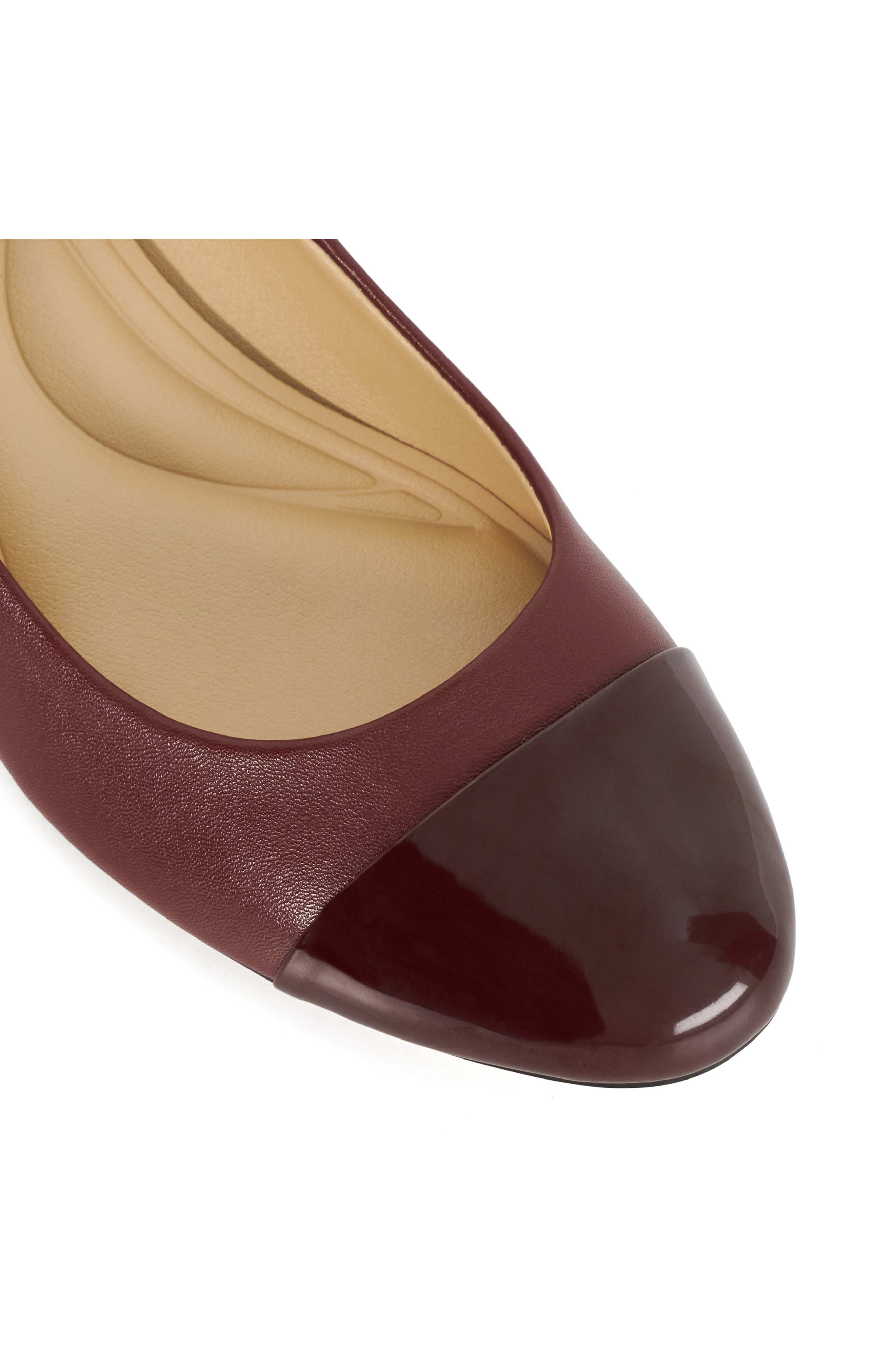 Dune London Bracket Cap Toe Pump, Alternate, color, Burgundy