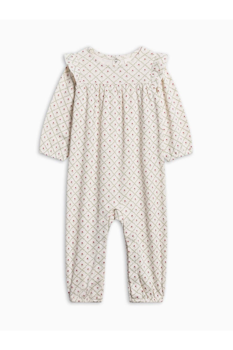 Organic Jine Ruffle Sleeve Romper, Main, color, Hedge Floral