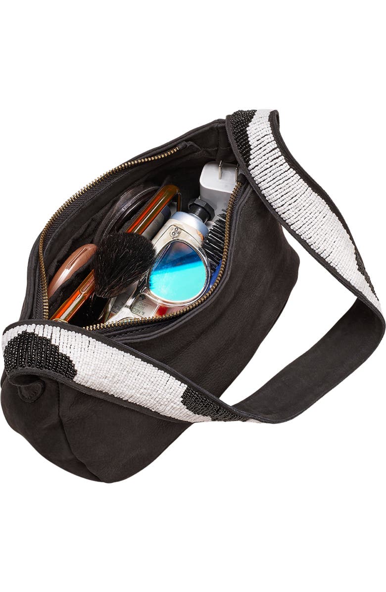 Sarep + Rose Hand-Beaded Shoulder Bag, Alternate, color, Black Nubuck