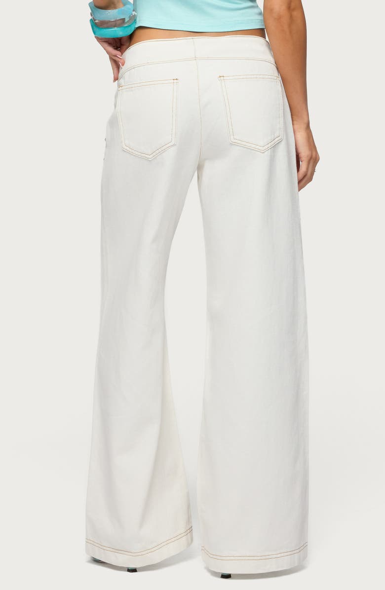 EDIKTED Kianni Studded Low Rise Wide Leg Jeans, Alternate, color, White