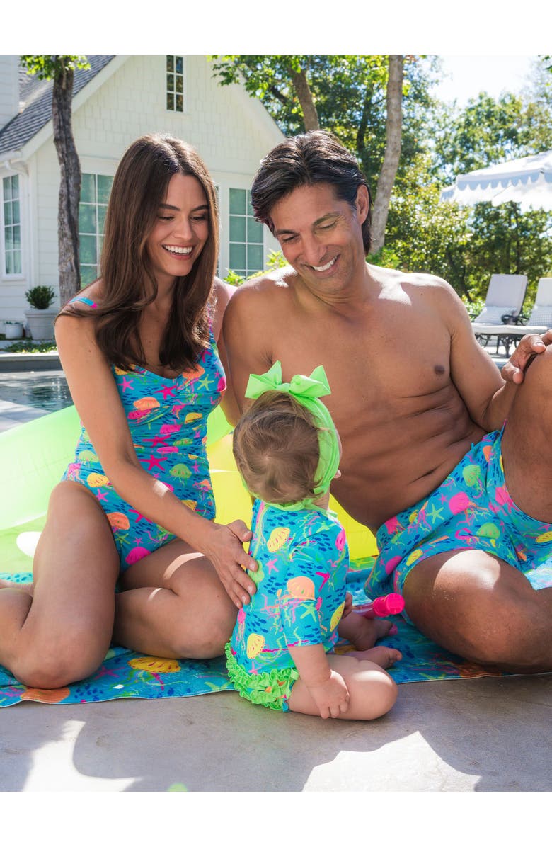 RuggedButts UPF50+ Sun Protected Men
s Stretch Swim Trunks, Alternate, color, Neon Jelly Time