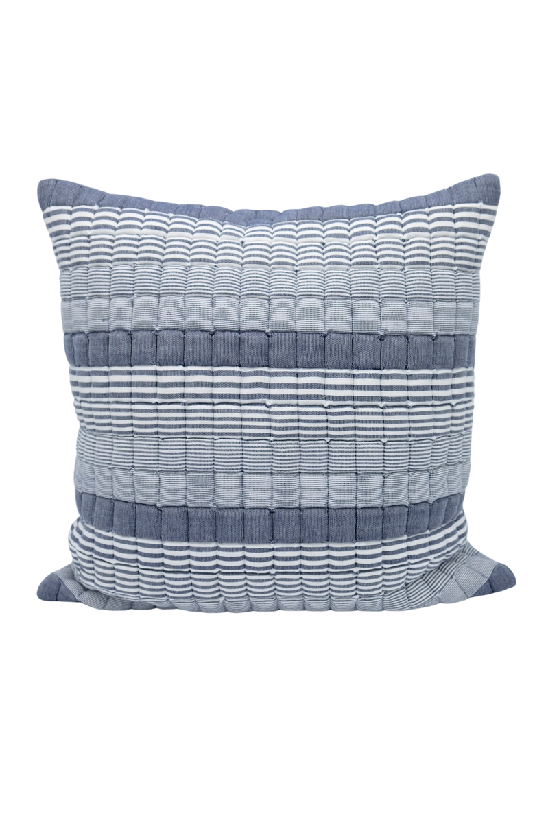 Inner Child Blue Stripes Sujani Puff Pillow - Cover + Insert, Main, color, Blue