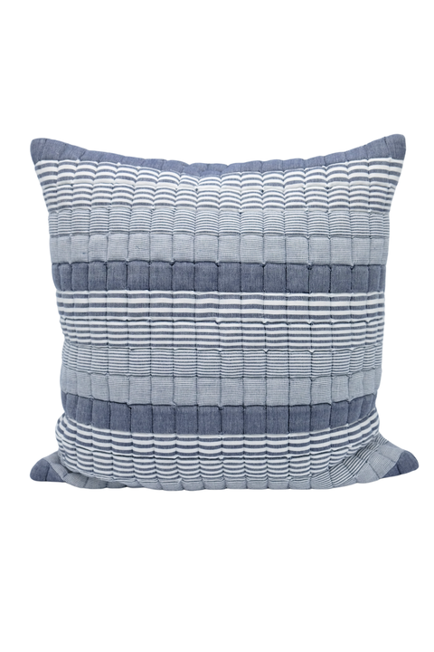 Blue Stripes Sujani Puff Pillow - Cover + Insert