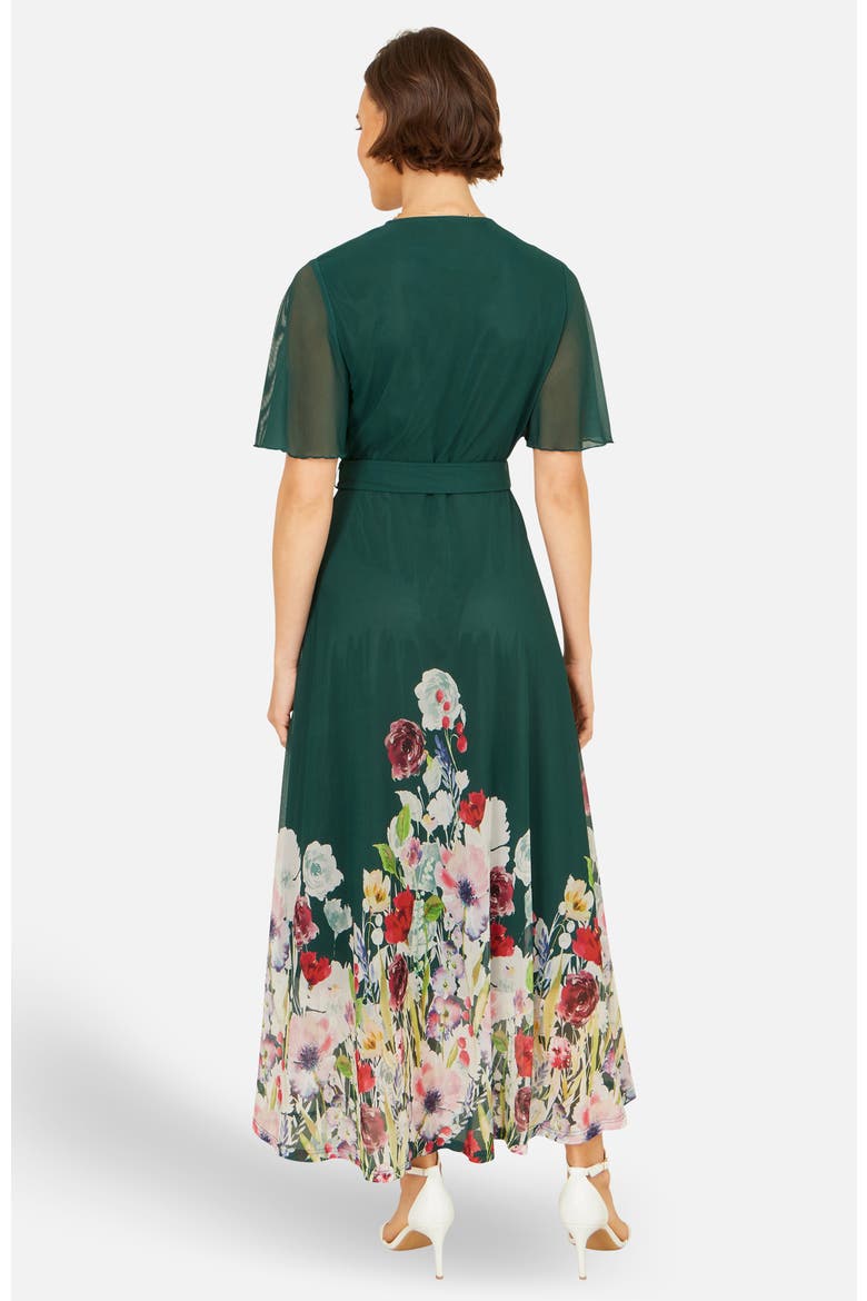Mesh Wrap Midi Dress, Alternate, color, Green