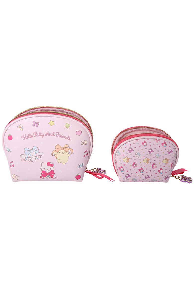 Large and Small Dome Cosmetic Travel Bag Set, Alternate, color, Pink