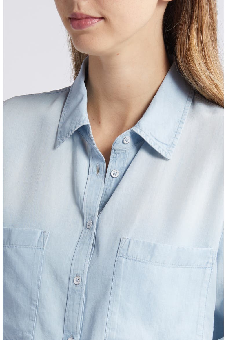 Chambray Button-Up Shirt, Alternate, color, LIGHT WASH