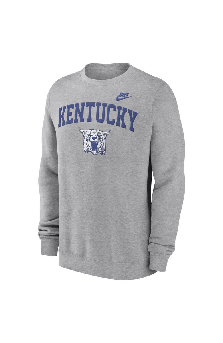 Nike Men's Nike Heather Gray Kentucky Wildcats Legacy Classic Tackle Twill Embroidered Arch Over Logo Pullover Sweatshirt, Alternate, color, 