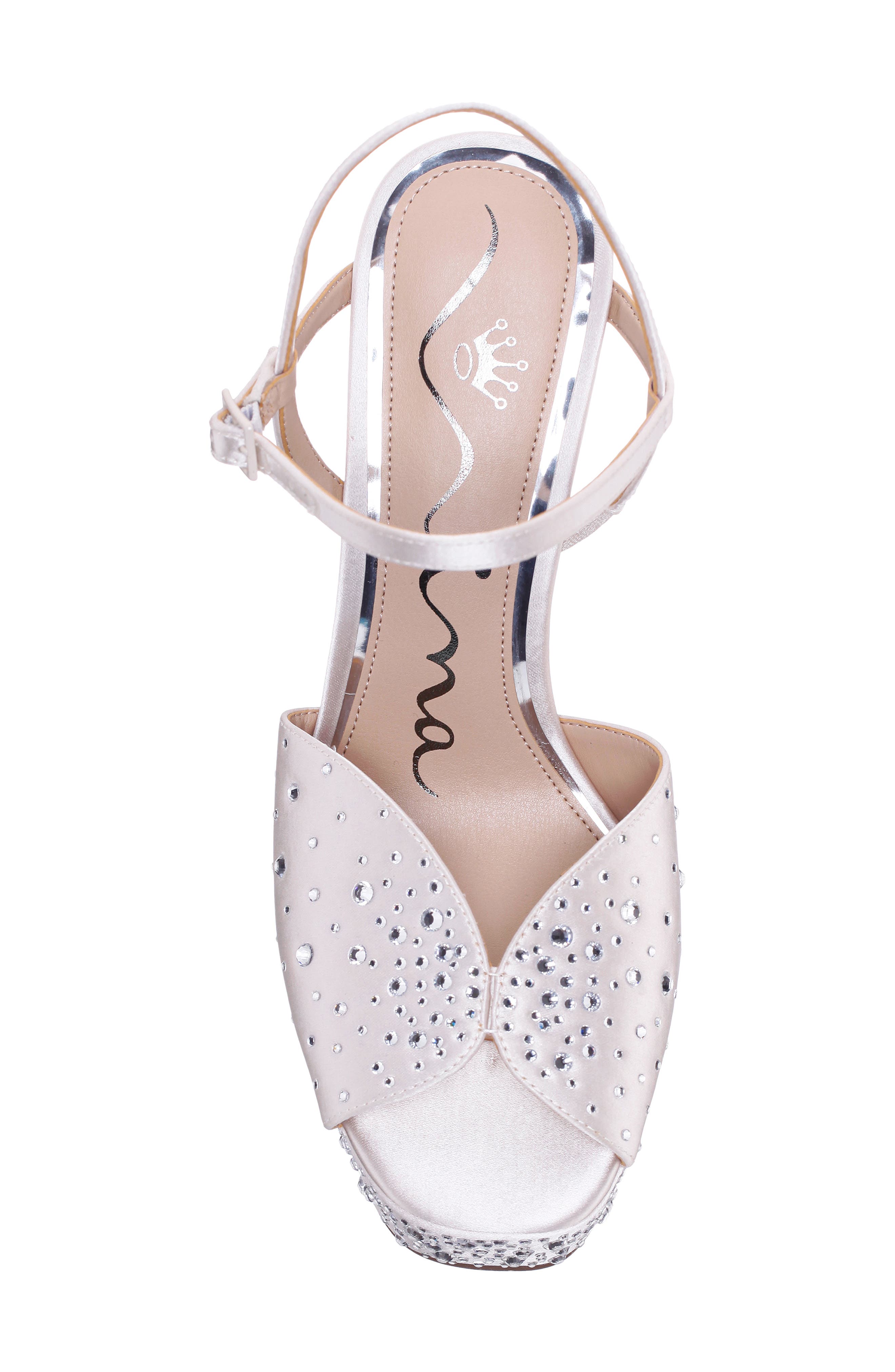 Nina Addison Slingback Peep Toe Platform Sandal, Alternate, color, Ivory