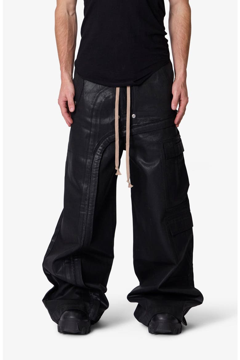 Rave Waxed Oversize Cargo Pocket Pants, Main, color, BLACK