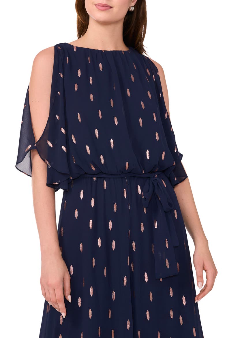 Blouson Foil Wide Leg Jumpsuit, Alternate, color, CLASSIC NAVY BLUE