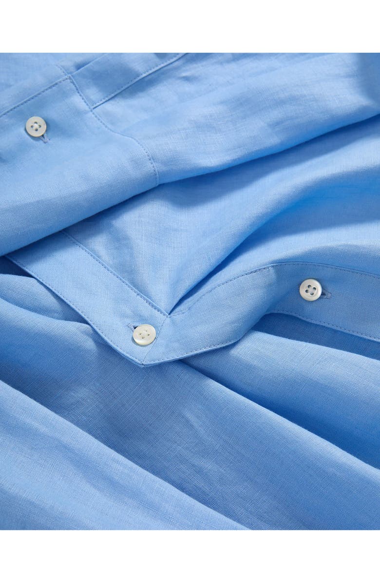 Veronica Beard Perezzi Asymmetric Linen Button-Up Shirt, Alternate, color, Blue Jay