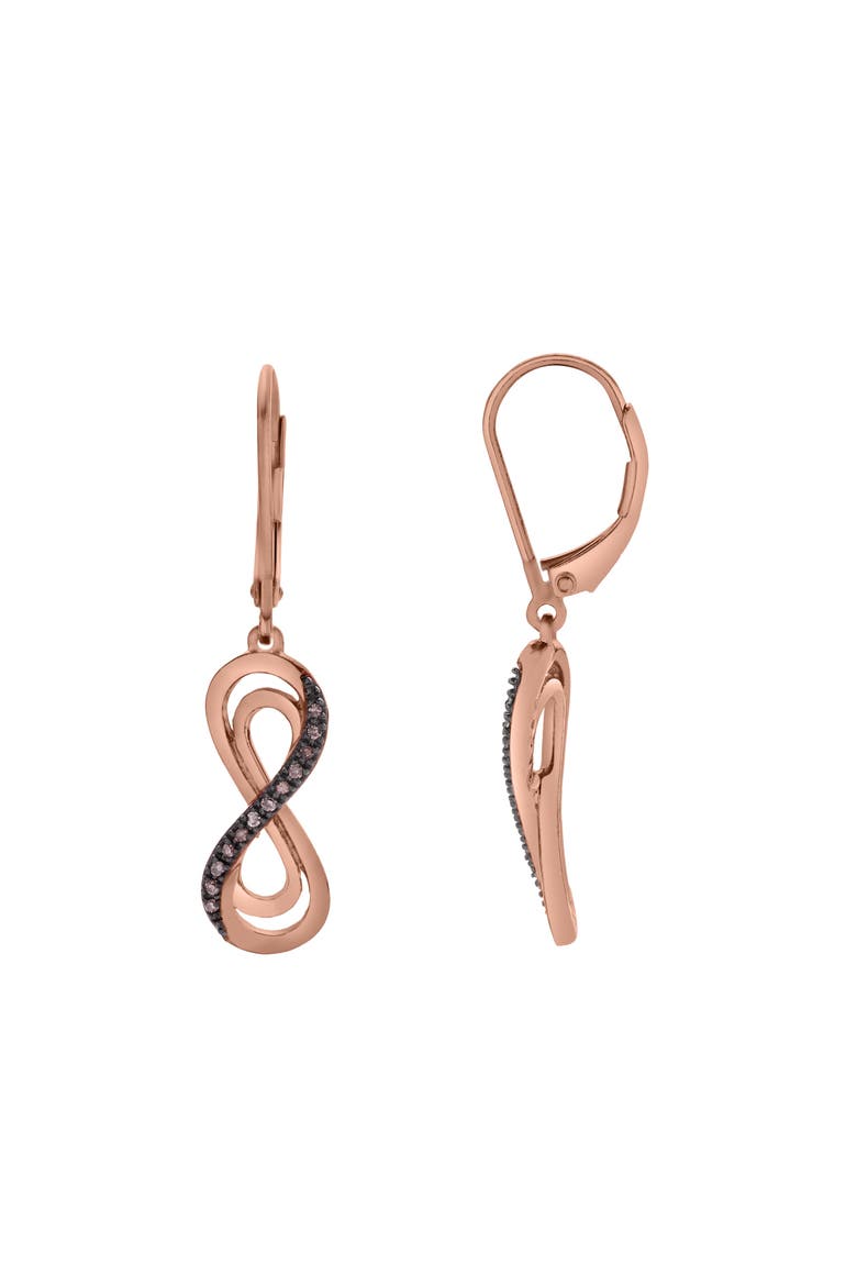 Vireya Sterling Silver 0.08 Ct Diamond Infinity Dangle Earrings, Main, color, Pink Rhodium Sterling Silver