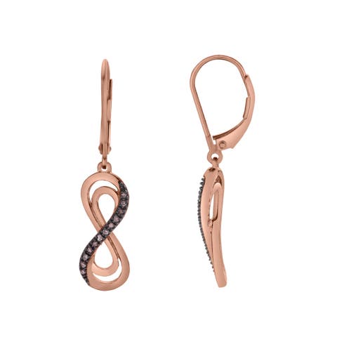 Vireya Sterling Silver 0.08 Ct Diamond Infinity Dangle Earrings