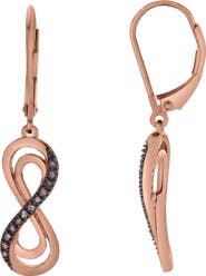LuvMyJewelry Vireya Sterling Silver 0.08 Ct Diamond Infinity Dangle Earrings