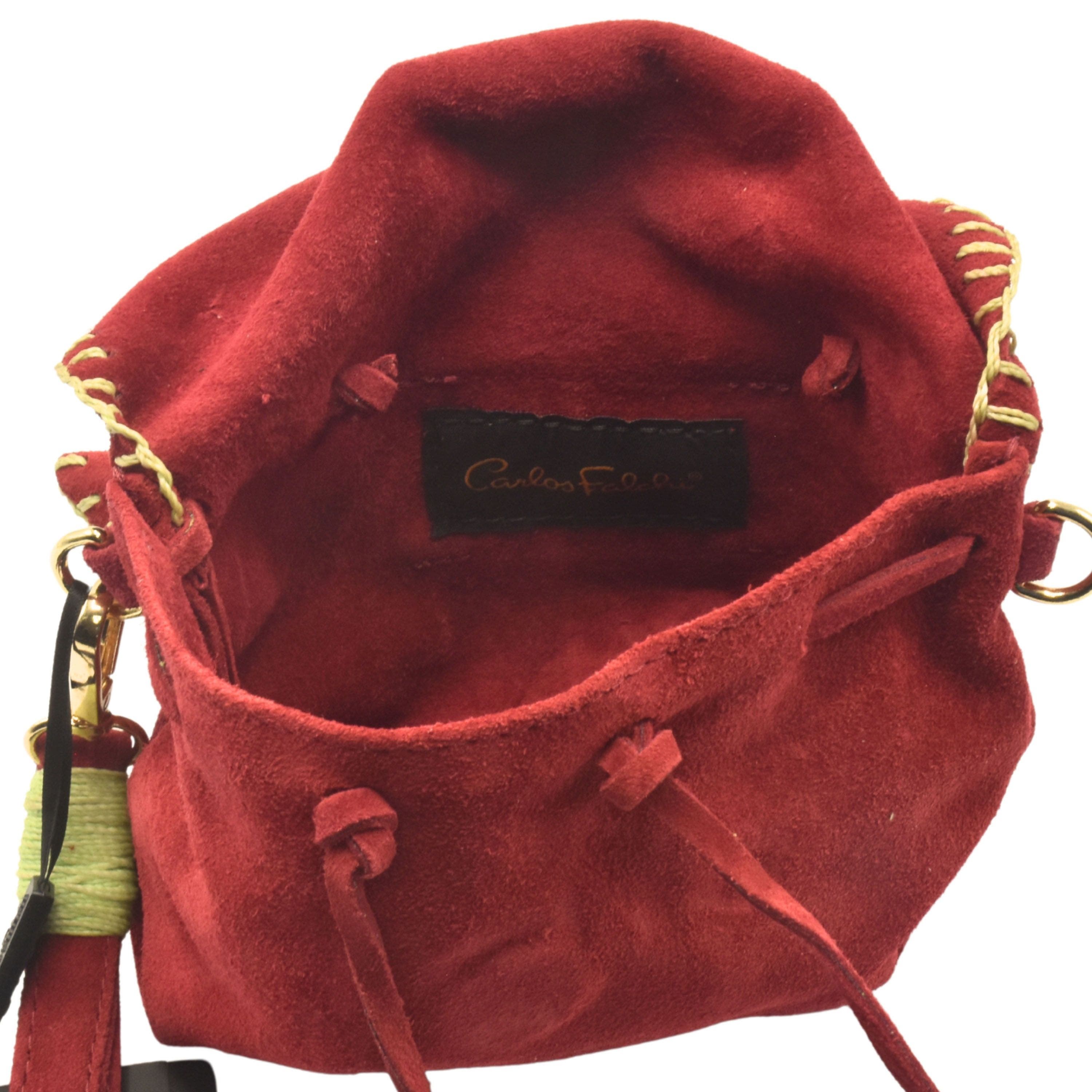 Carlos Falchi Mini Butterfly Suede Leather Bag, Alternate, color, Malbec