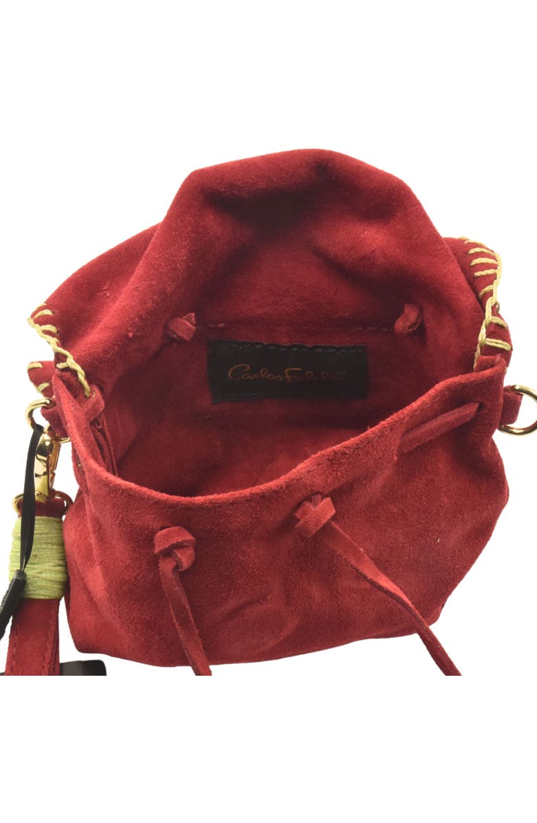 Carlos Falchi Mini Butterfly Suede Leather Bag, Alternate, color, Malbec