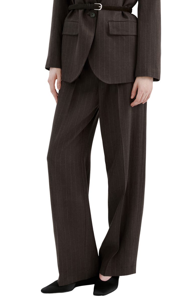 MANGO Pleated Pinstripe Suit Pants, Main, color, 
