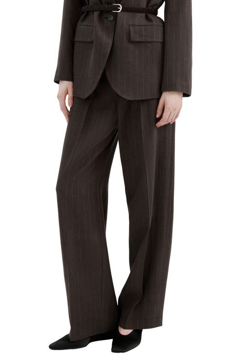 Pleated Pinstripe Suit Pants
