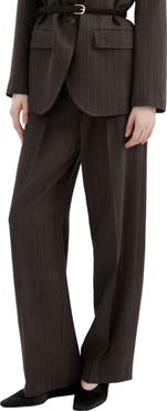 MANGO Pleated Pinstripe Suit Pants